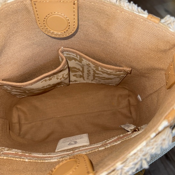 Spartina 449 Melody Bucket Purse Belgian Linen Magnetic Closure Exterior Pocket - Picture 7 of 11